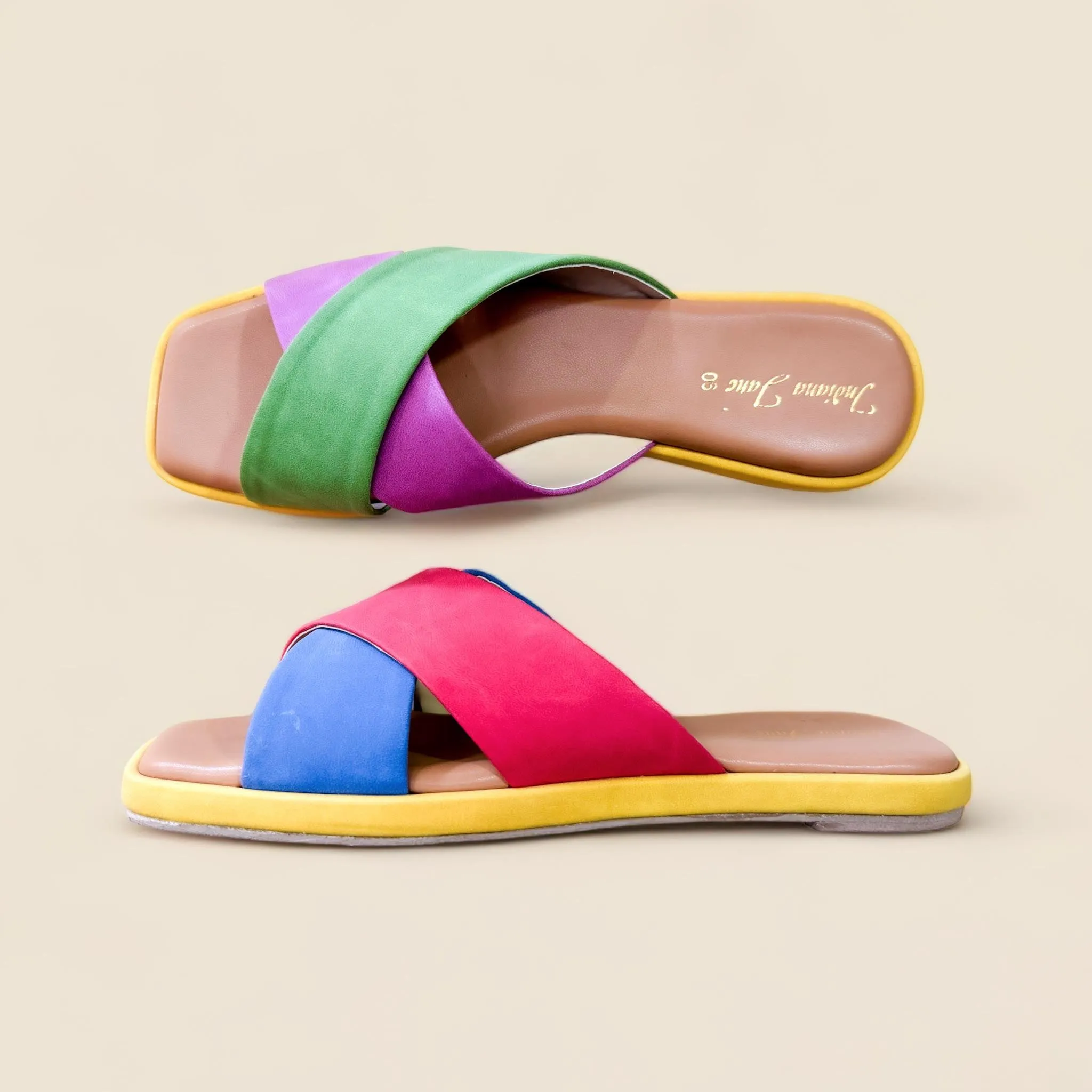 MORADA Festive Combo Cross Strap Low Platform Slides