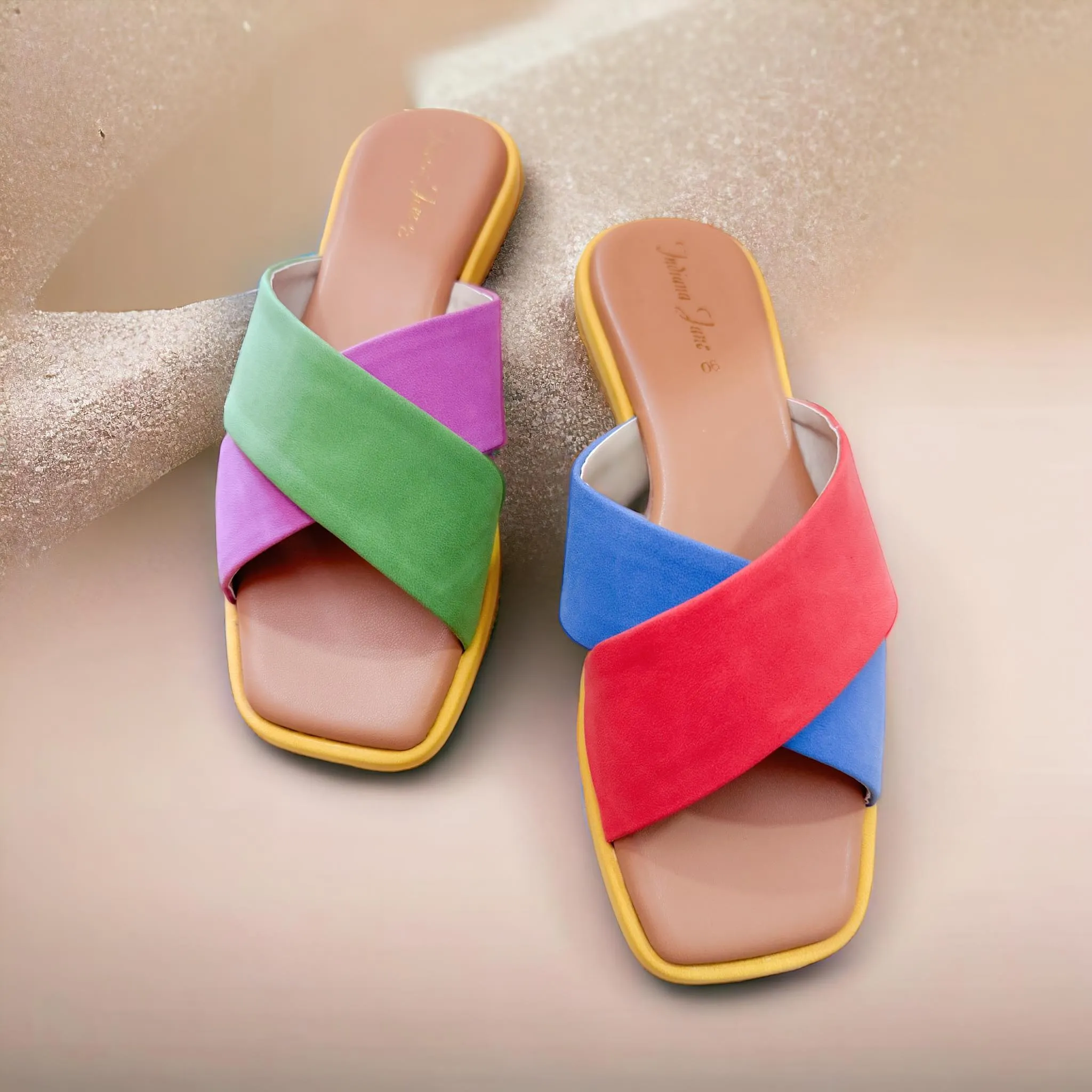 MORADA Festive Combo Cross Strap Low Platform Slides