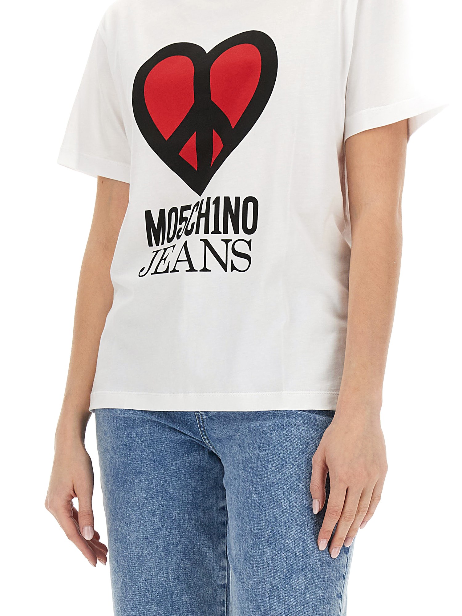 Cotton Jersey T-Shirt with Logo Print by MOSCHINO JEANS