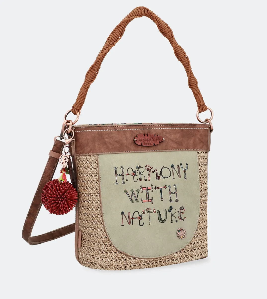 Nature raffia shoulder bag