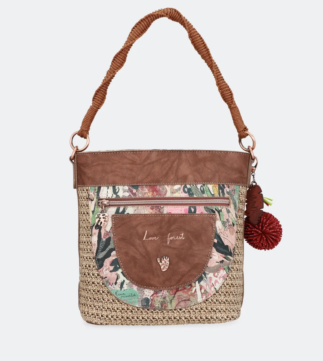 Nature raffia shoulder bag