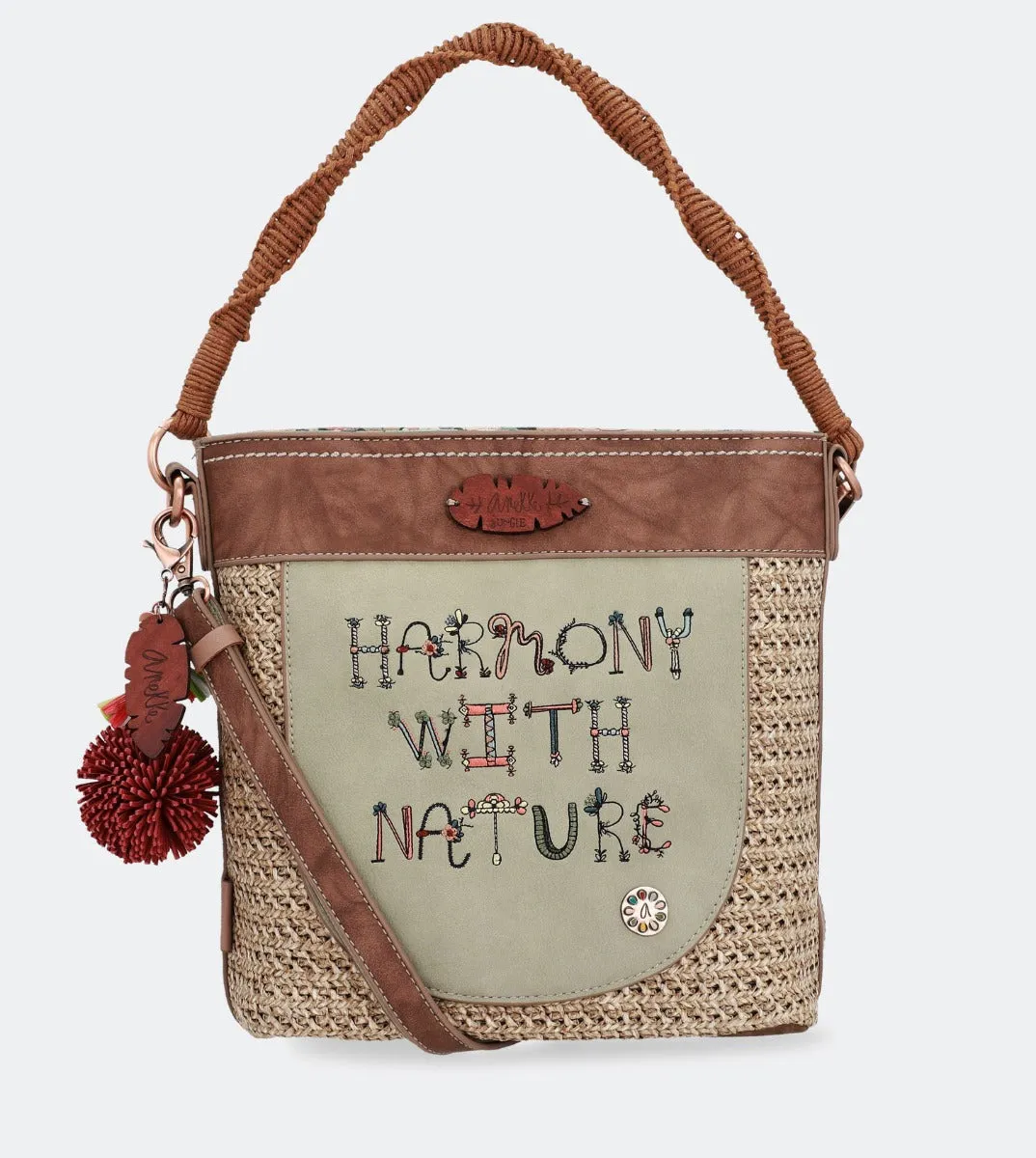 Nature raffia shoulder bag