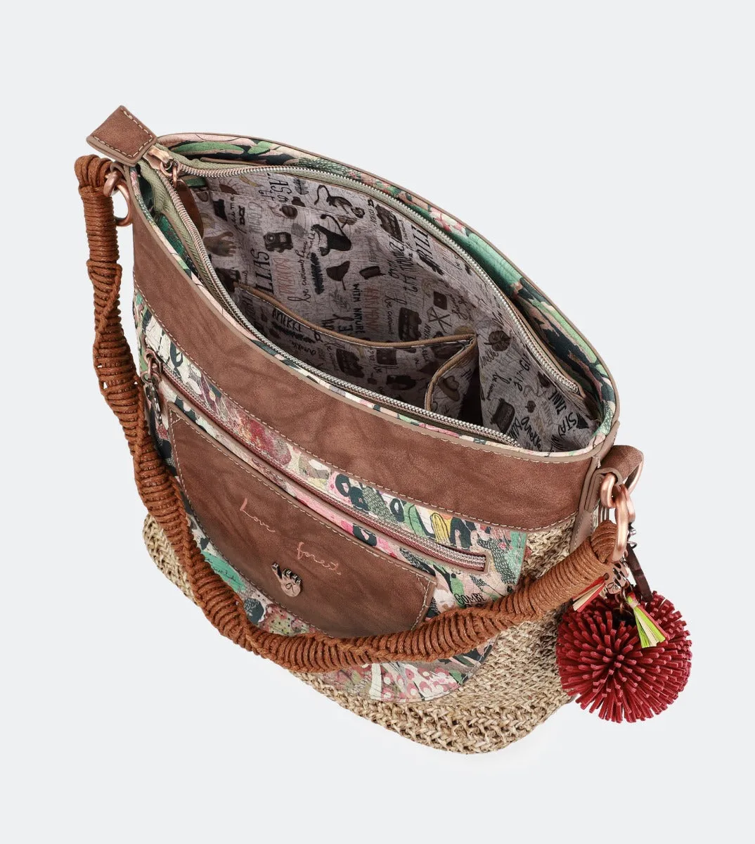 Nature raffia shoulder bag