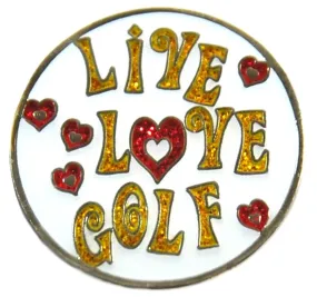 Glitzy Hat Clip Marker Live Love Golf