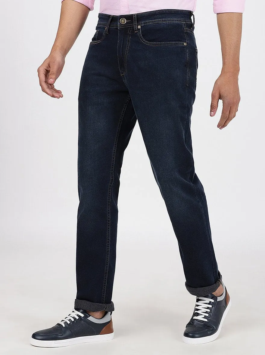 Navy Blue Washed Straight Fit Jeans | JadeBlue