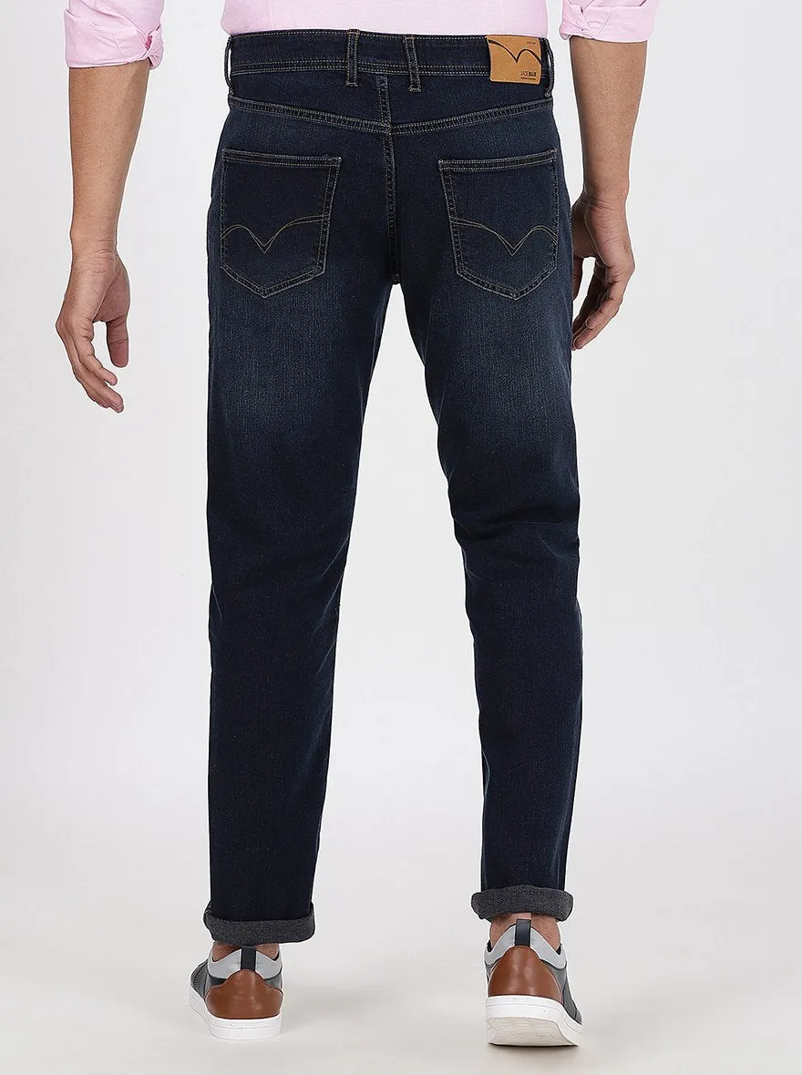 Navy Blue Washed Straight Fit Jeans | JadeBlue