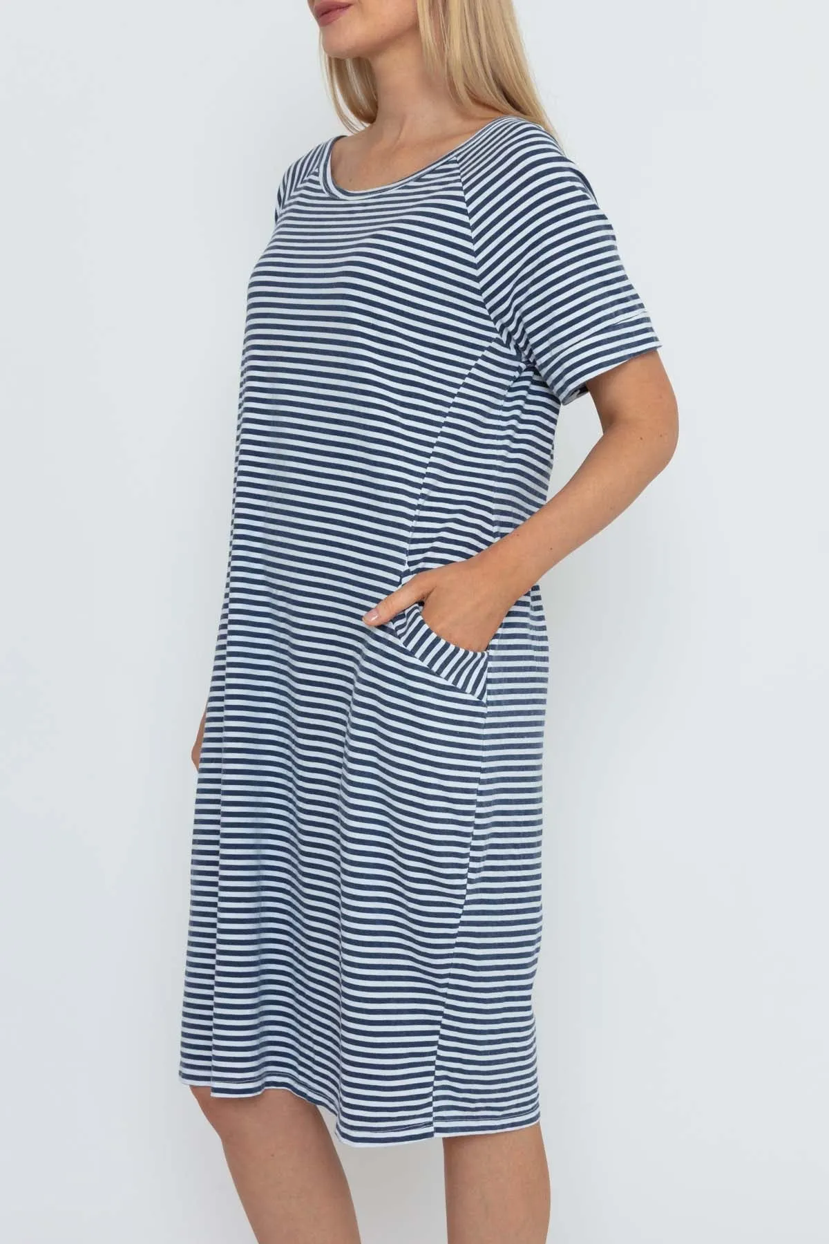 Navy Stripe Jersey Dress