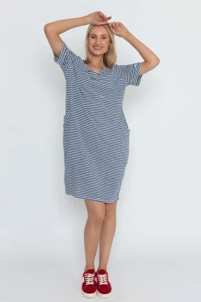 Navy Stripe Jersey Dress