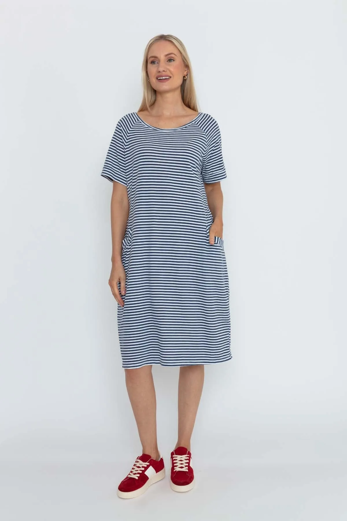 Navy Stripe Jersey Dress