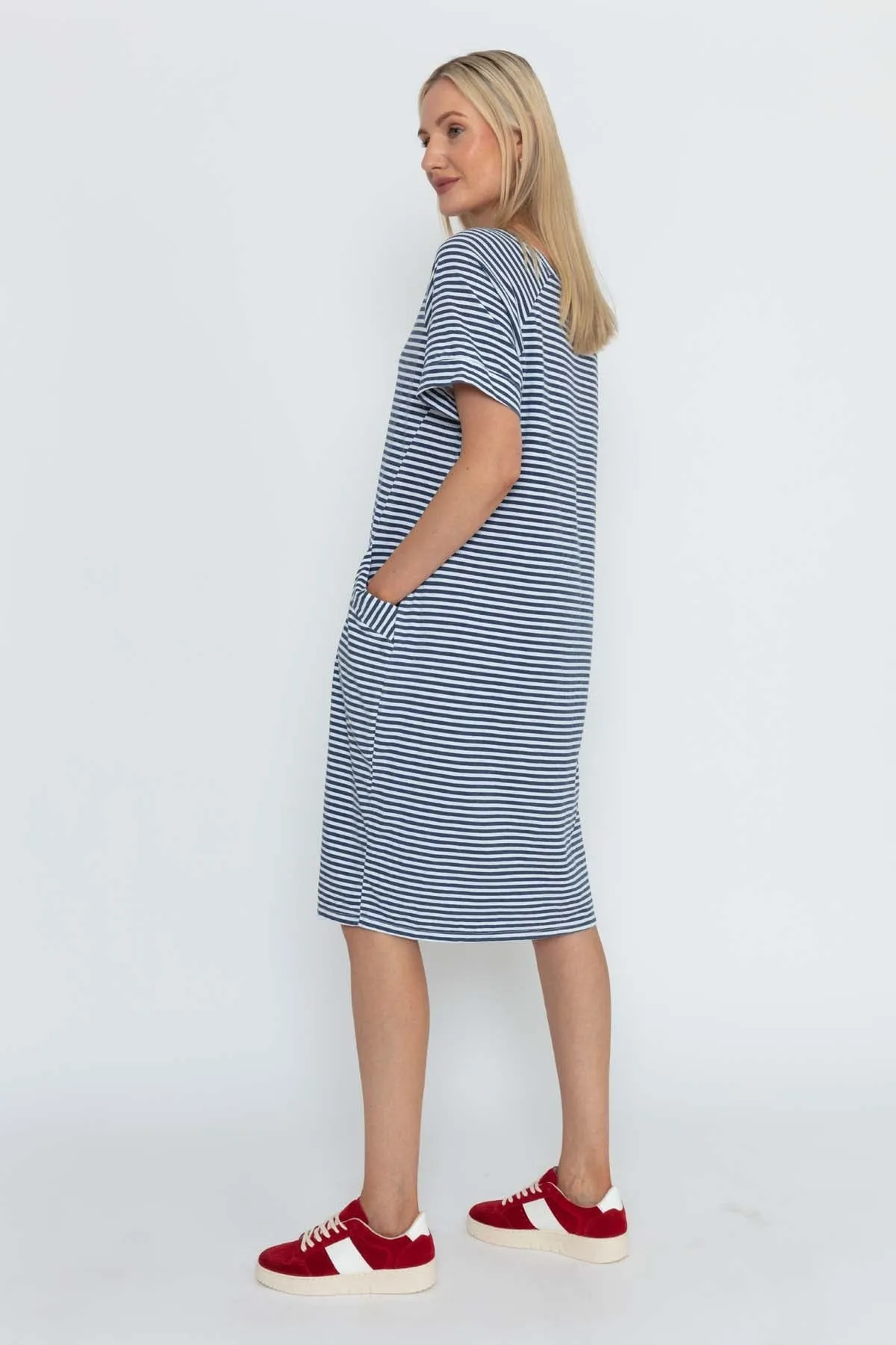 Navy Stripe Jersey Dress