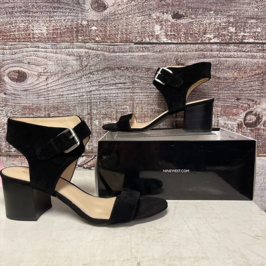 NINE WEST BLACK GARDENBAY BUCKLE HEELS SIZE 9 NWB TCC