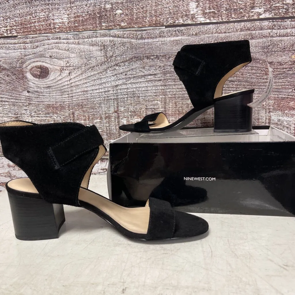 NINE WEST BLACK GARDENBAY BUCKLE HEELS SIZE 9 NWB TCC