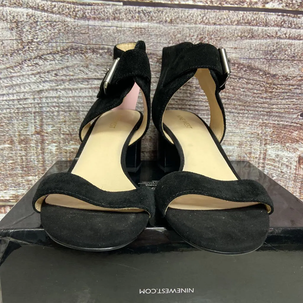 NINE WEST BLACK GARDENBAY BUCKLE HEELS SIZE 9 NWB TCC