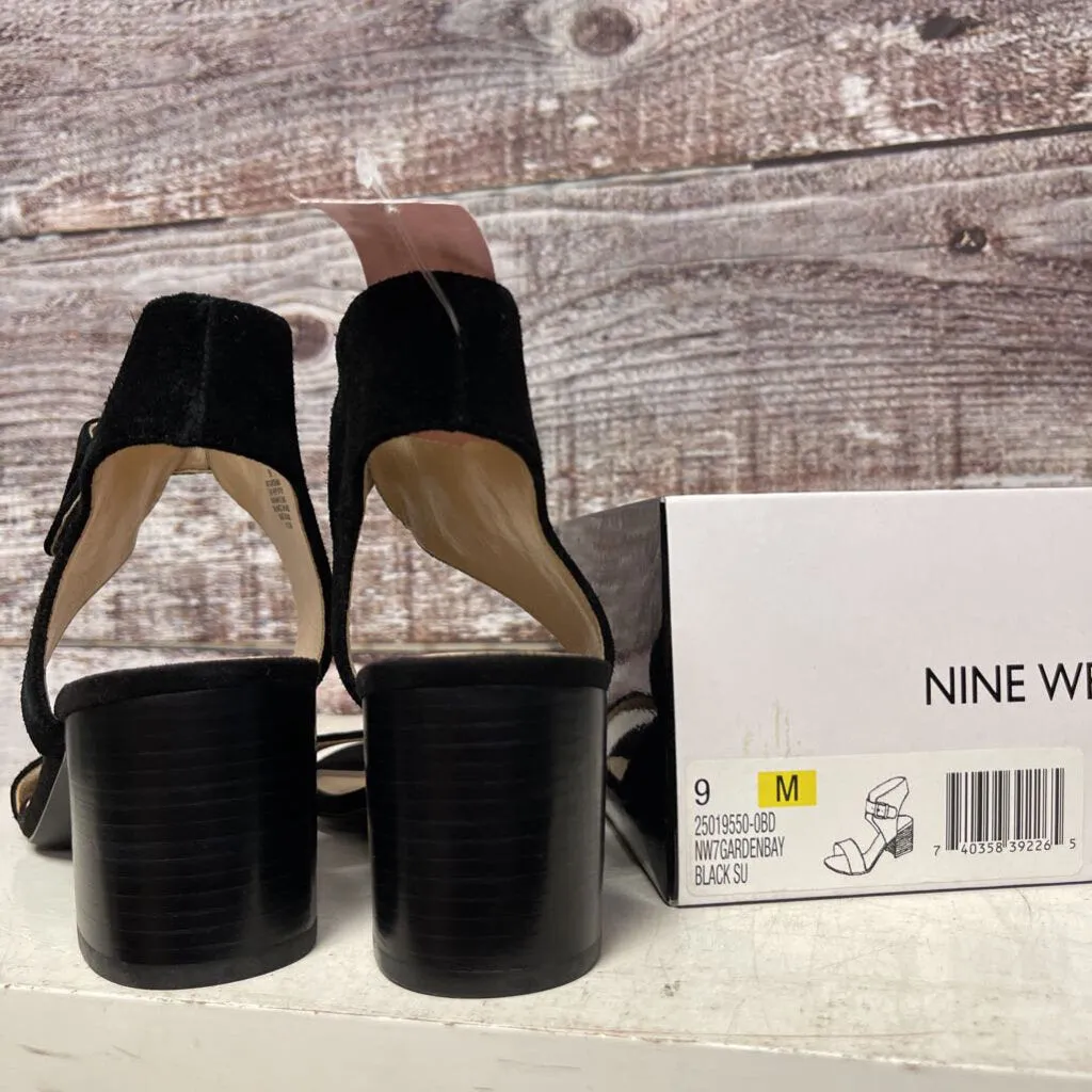 NINE WEST BLACK GARDENBAY BUCKLE HEELS SIZE 9 NWB TCC