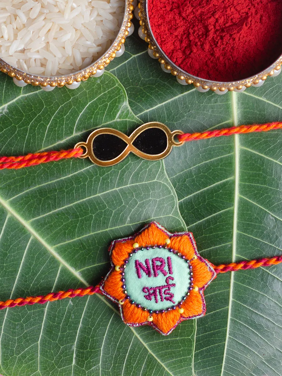 NRI Bhai + Love you till Infinity Set of 2 Rakhis