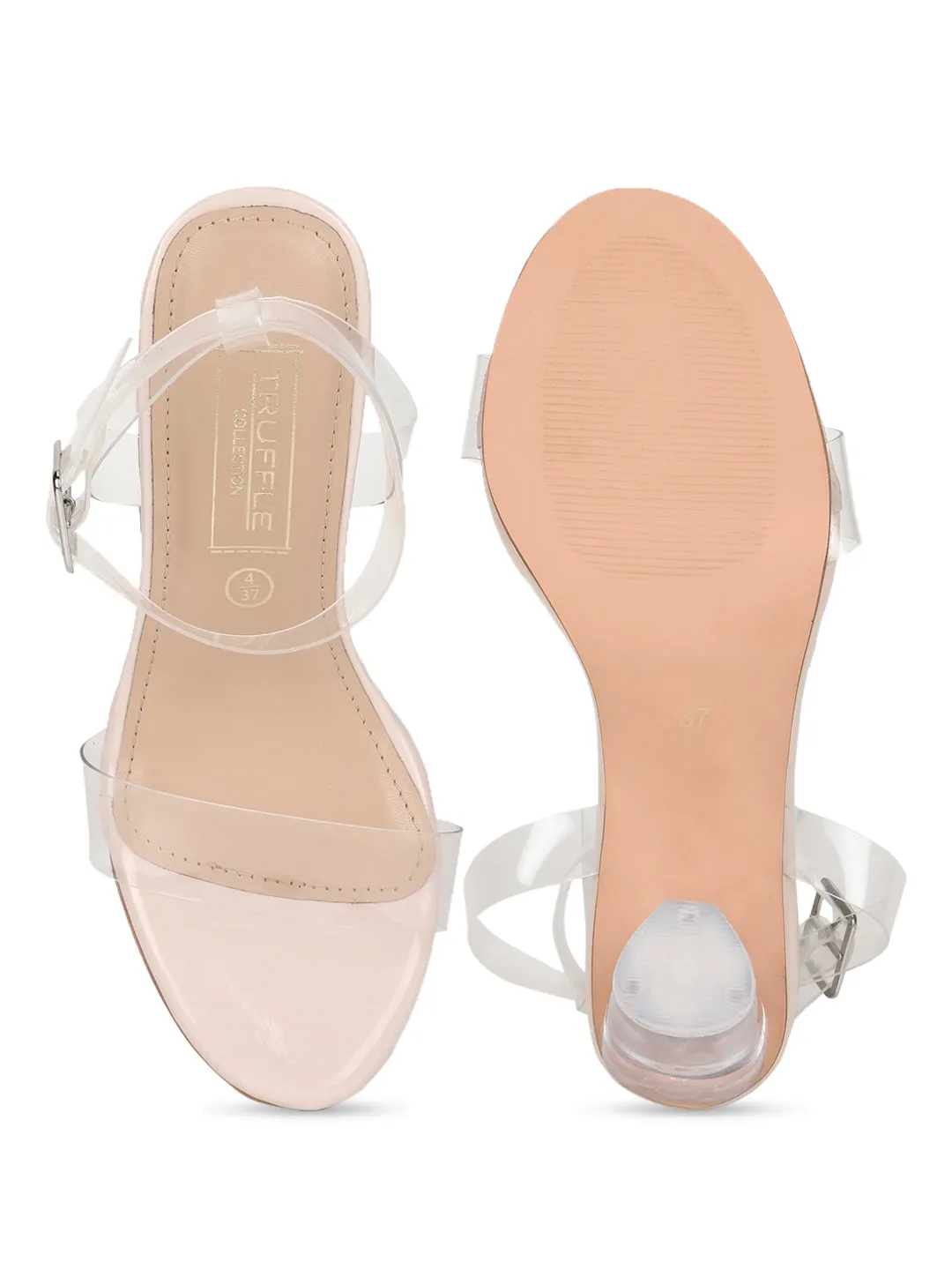 Nude Patent Perspex Clear Round Block Heels (TP10176-NUD)