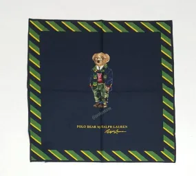 Nwt Polo Ralph Lauren Green/Navy Polo Bear Cotton Bandana