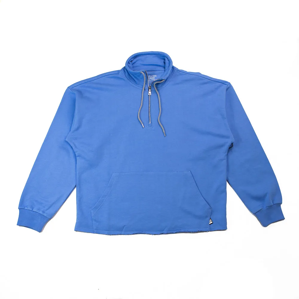 Open Hem Half Zip Sweatshirt (Azure Blue)