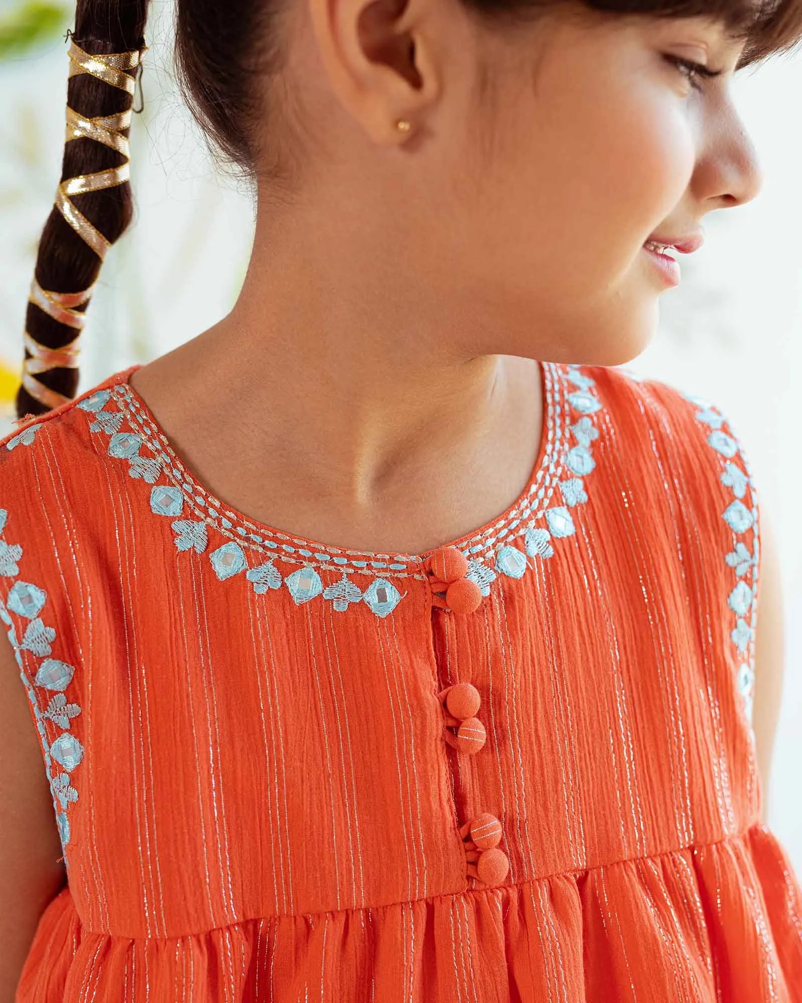 Orange Glitter Matching Outfit