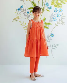 Orange Glitter Matching Outfit