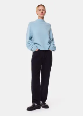 Pale Blue Wool Funnel Neck Knit