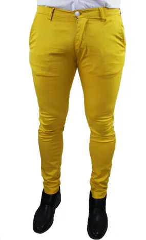 Mens Summer Yellow Tailored Slim Fit Jeans Battistini