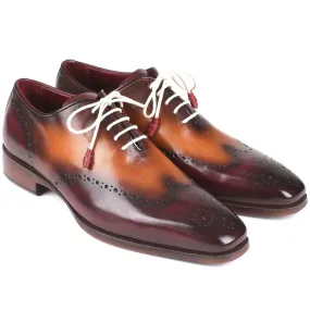 Bordeaux & Camel Leather Wingtip Oxfords by Paul Parkman