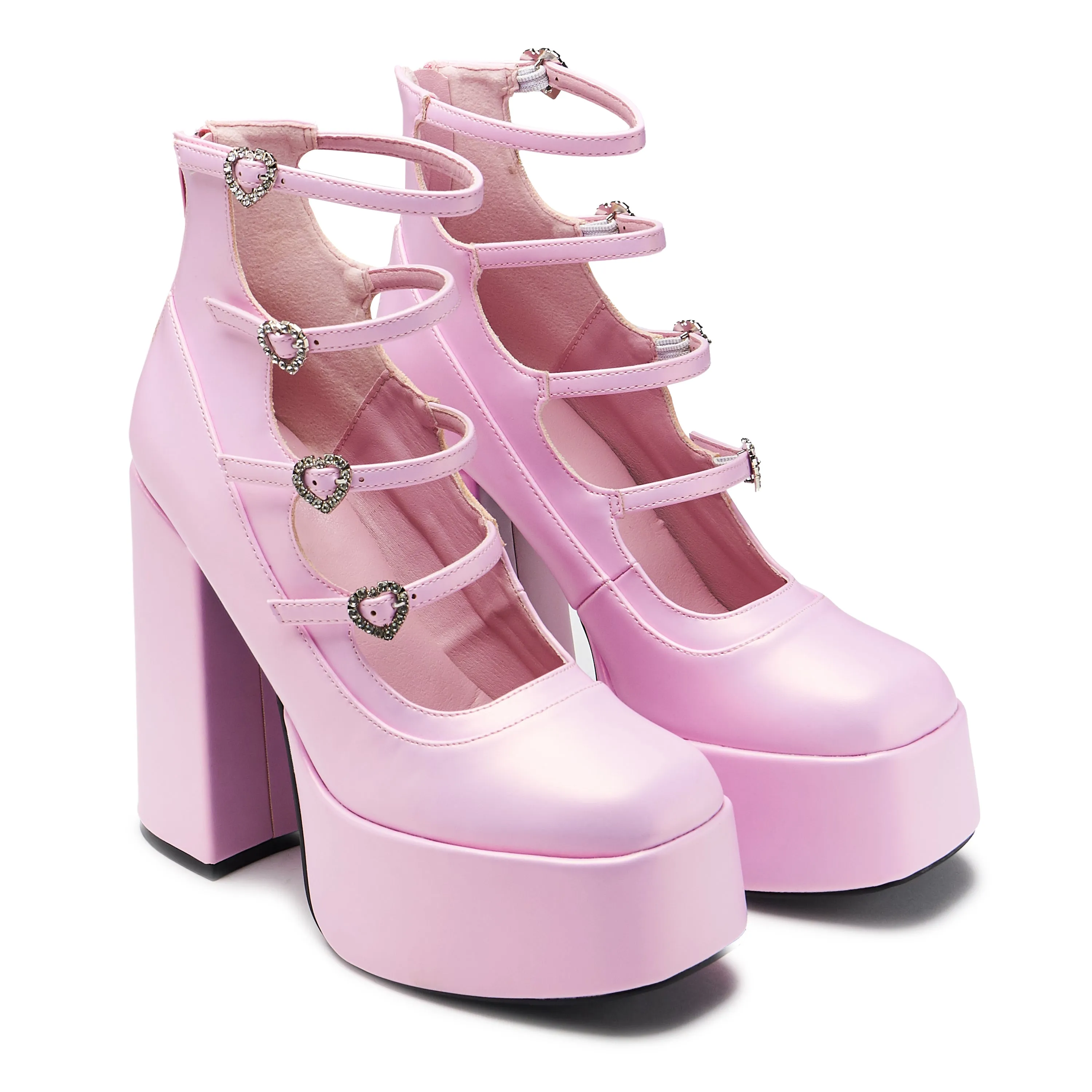 Pearl Dewdrop Platform Heels - Pink