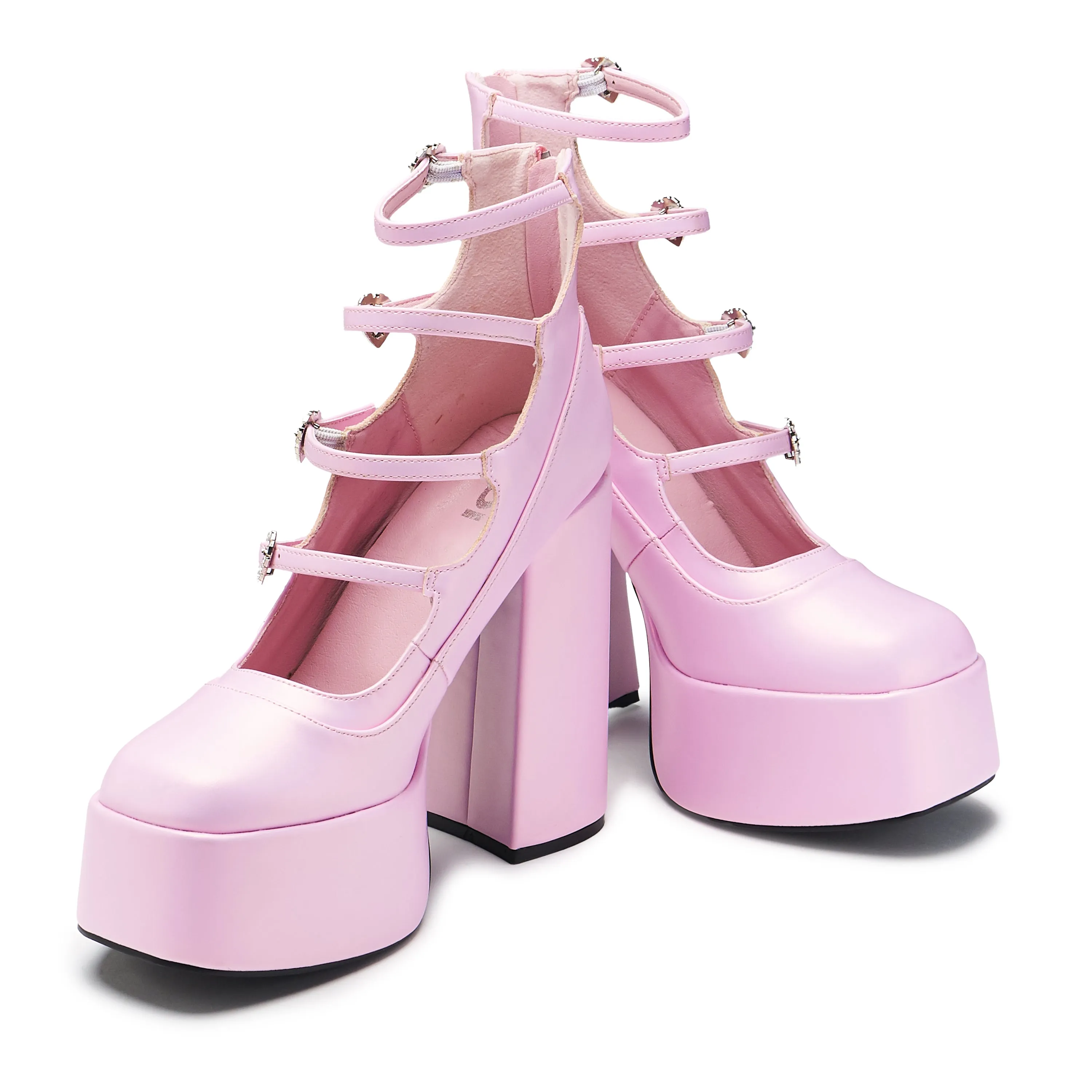 Pearl Dewdrop Platform Heels - Pink