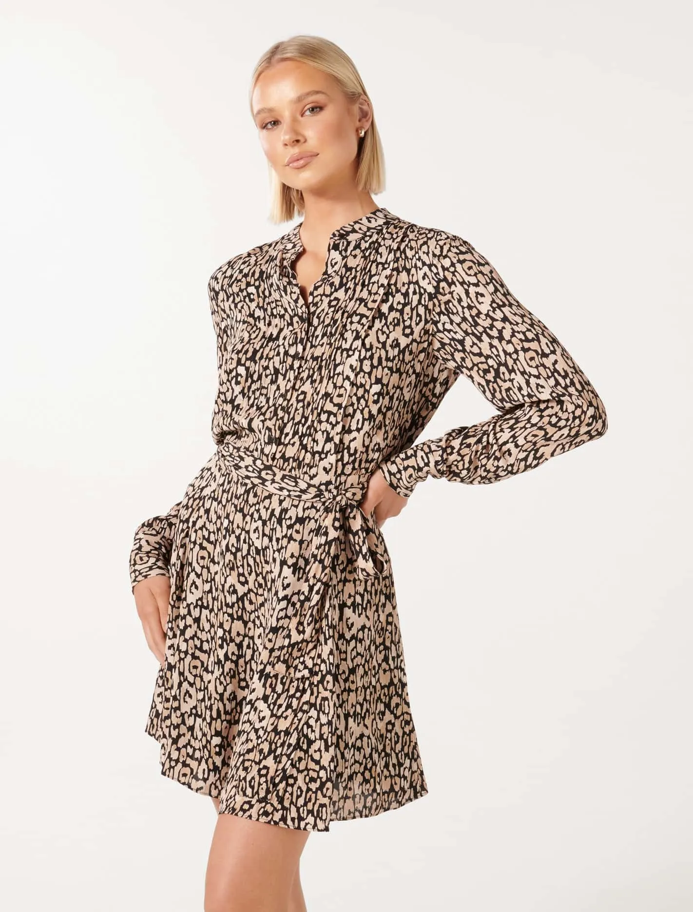 Perry Godet Pleat Shirt Dress