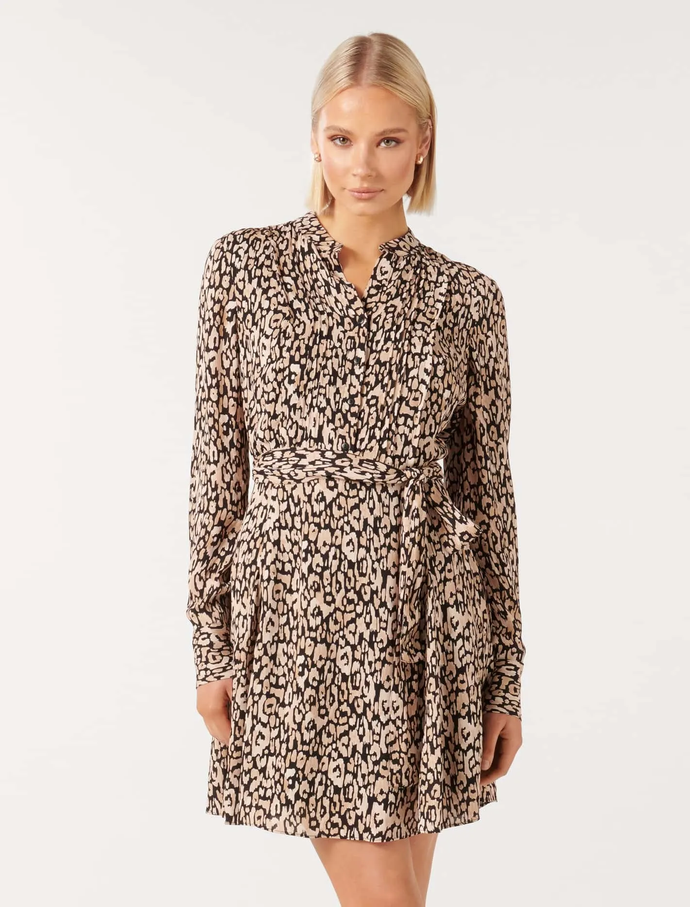 Perry Godet Pleat Shirt Dress