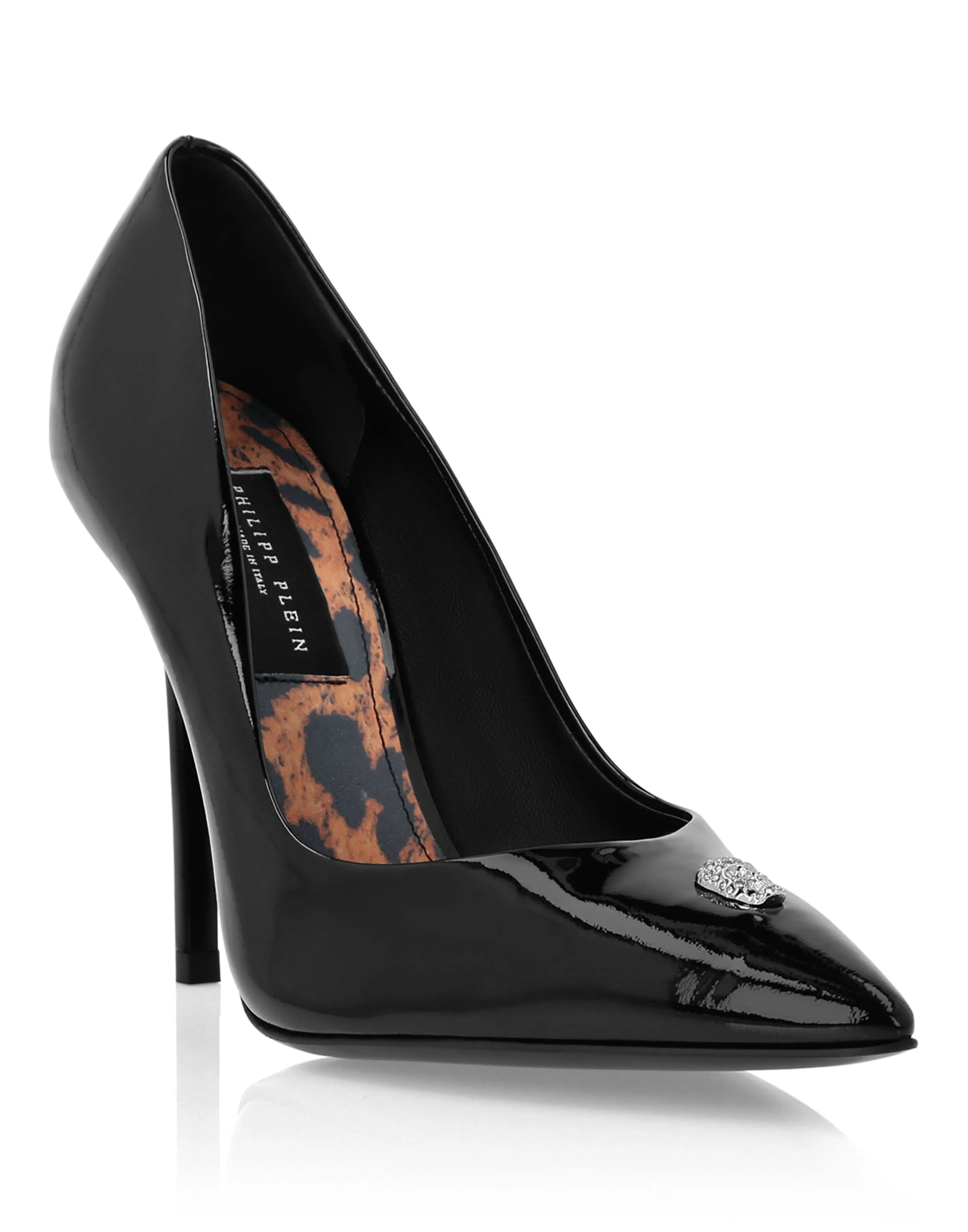 PHILIPP PLEIN Patent Leather Decollete Hi-Heels Crystal Skull