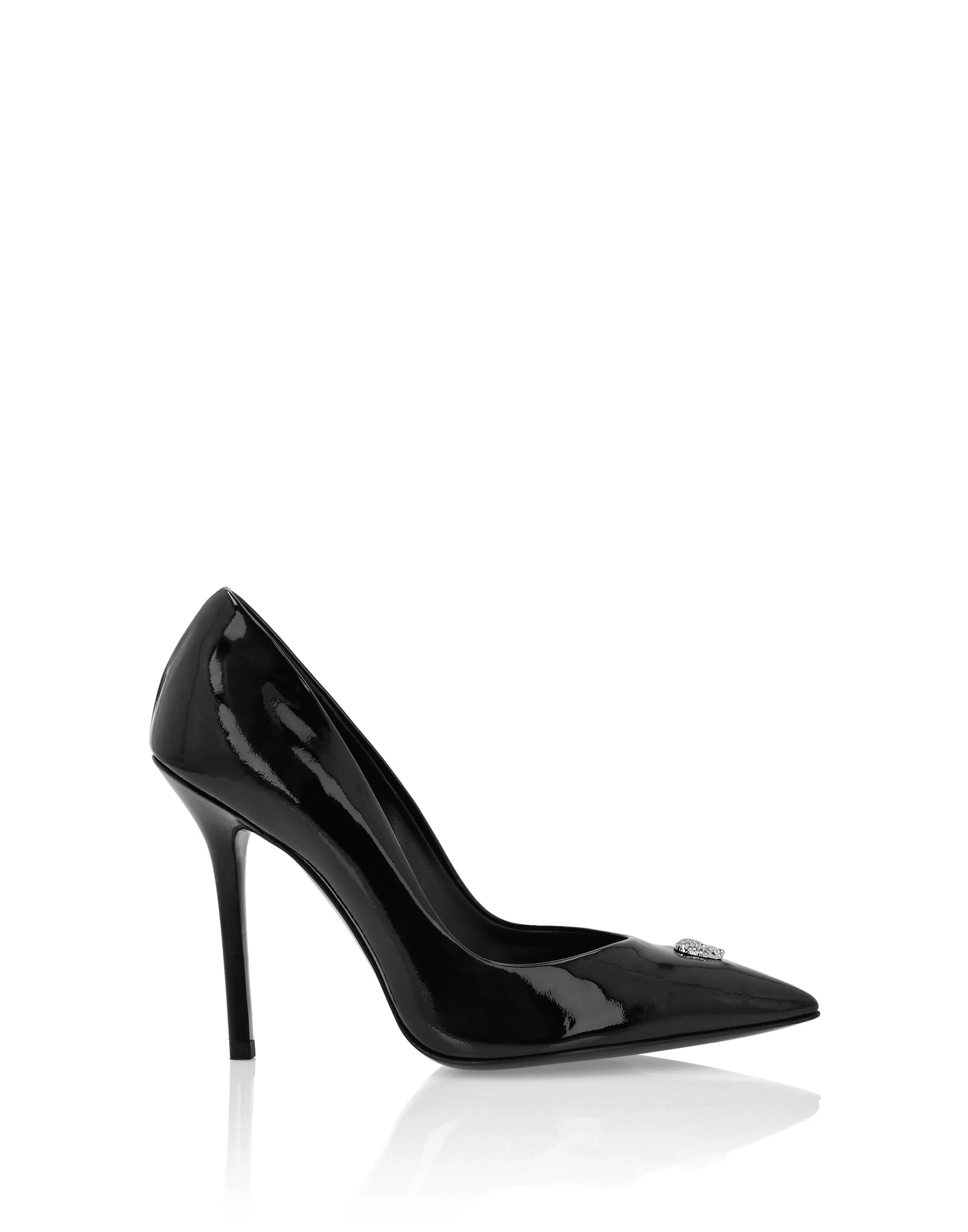 PHILIPP PLEIN Patent Leather Decollete Hi-Heels Crystal Skull