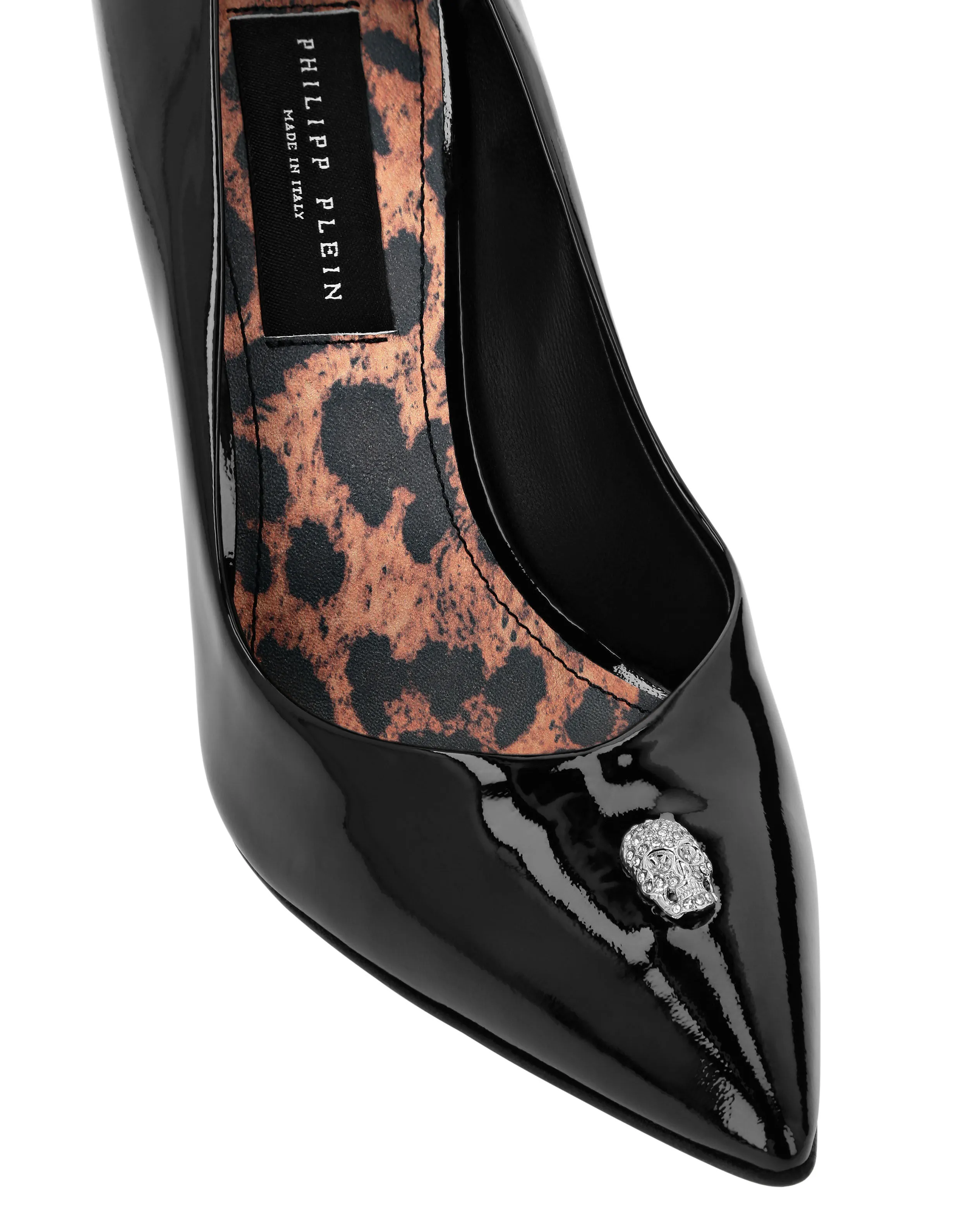 PHILIPP PLEIN Patent Leather Decollete Hi-Heels Crystal Skull