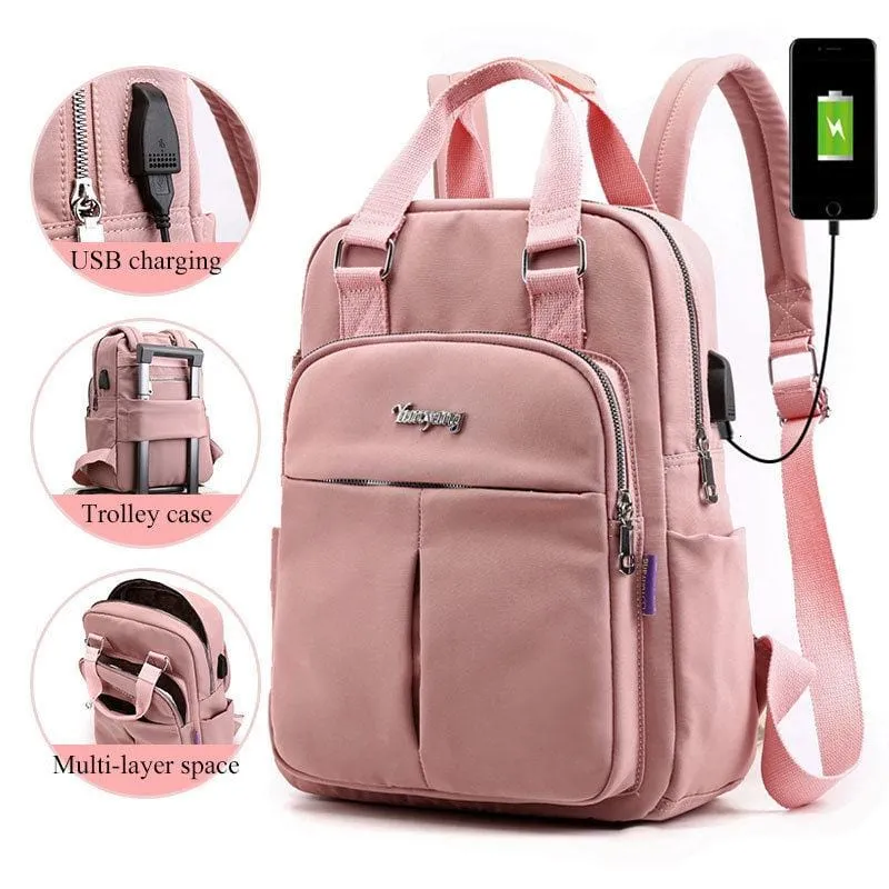 Pink Girls Laptop Backpack with USB Charging Port for Travel, School Bagpack for Teens, Boys and Girls - 2019 School Backpacks