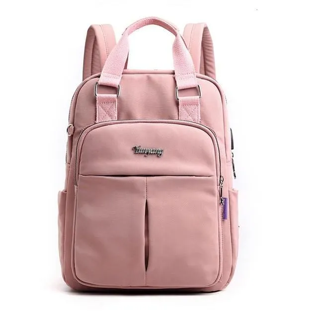 Pink Girls Laptop Backpack with USB Charging Port for Travel, School Bagpack for Teens, Boys and Girls - 2019 School Backpacks