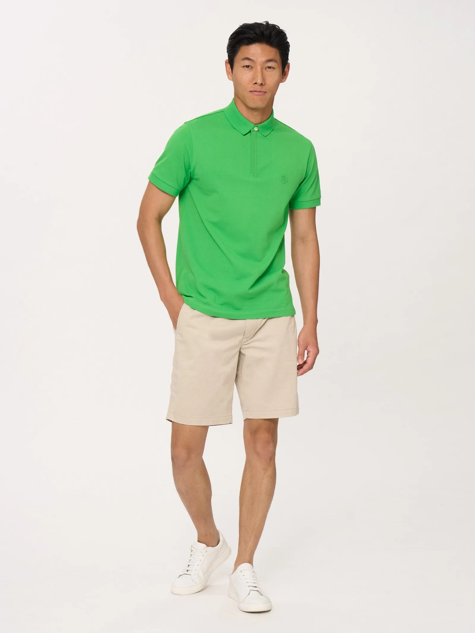 Pique Stretch Polo Shirt in Eco-Friendly Cotton - Dewberry