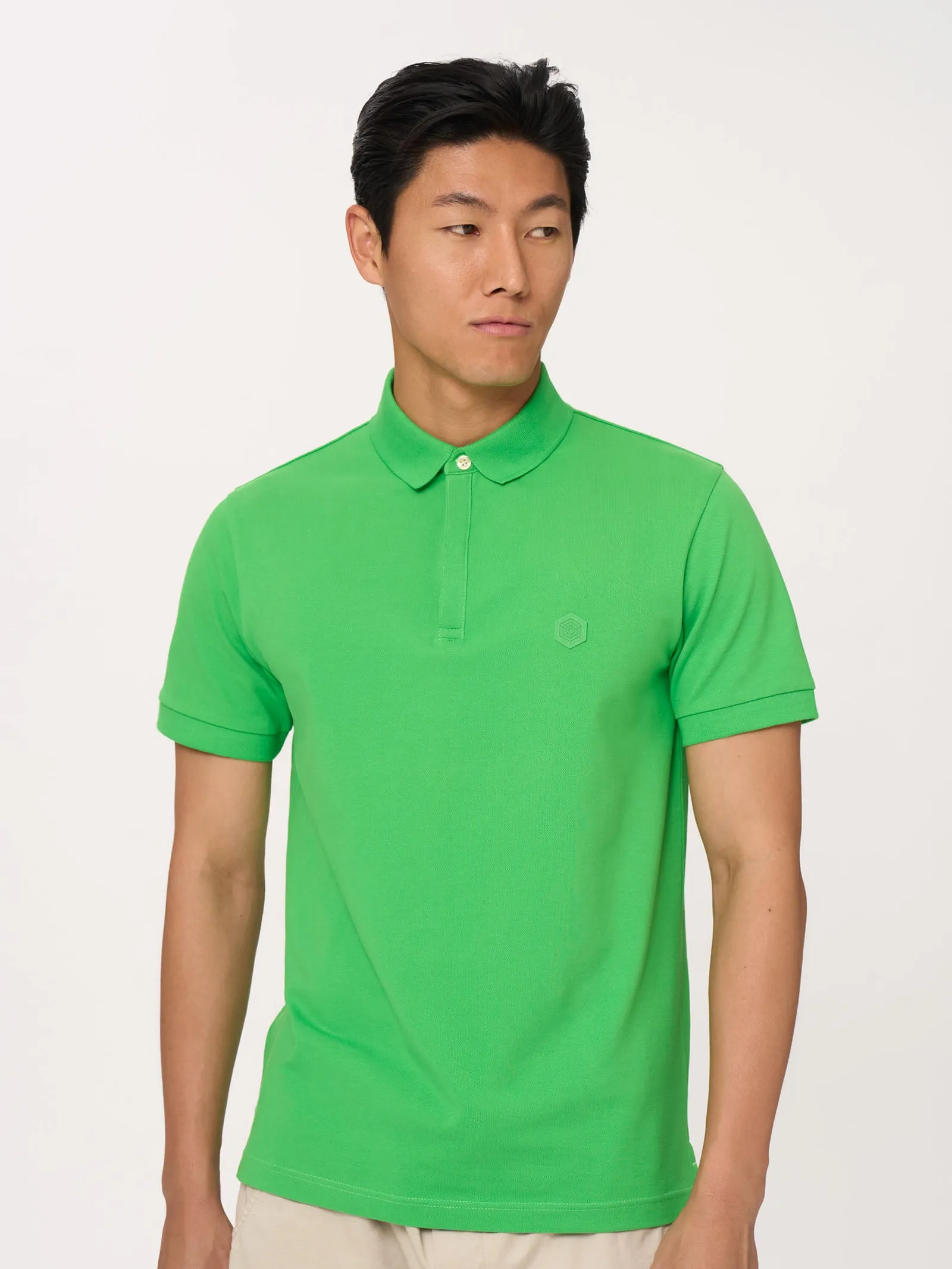 Pique Stretch Polo Shirt in Eco-Friendly Cotton - Dewberry