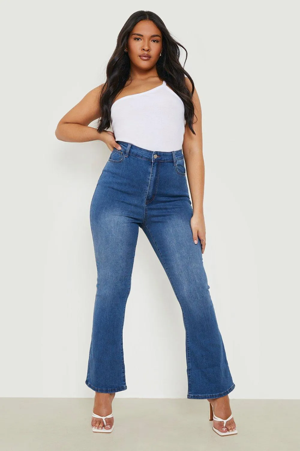 Plus High Waist Flare Jeans