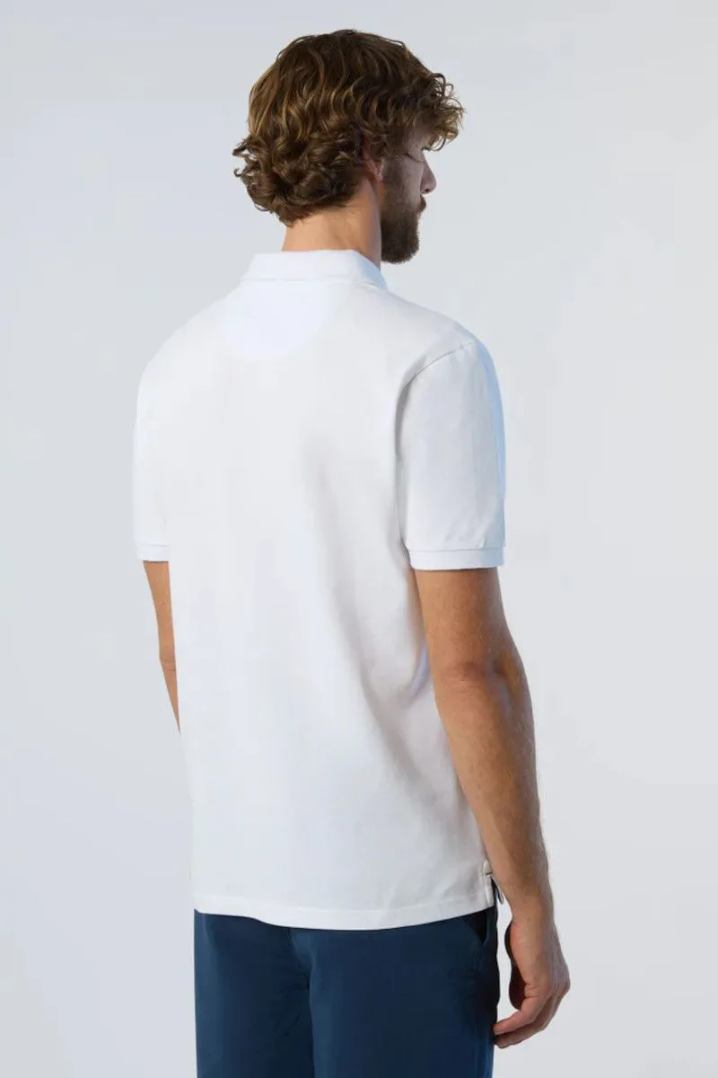 White Men's Polo Shirt with Patch Logo