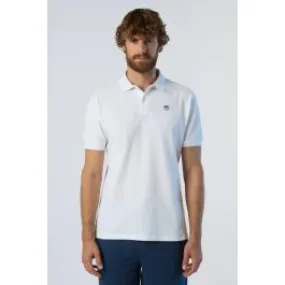 White Men's Polo Shirt with Patch Logo