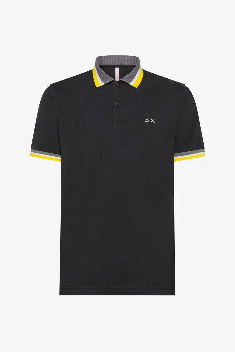 Black Men's Striped Polo Shirt