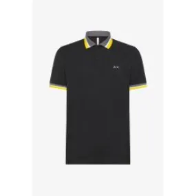 Black Men's Striped Polo Shirt