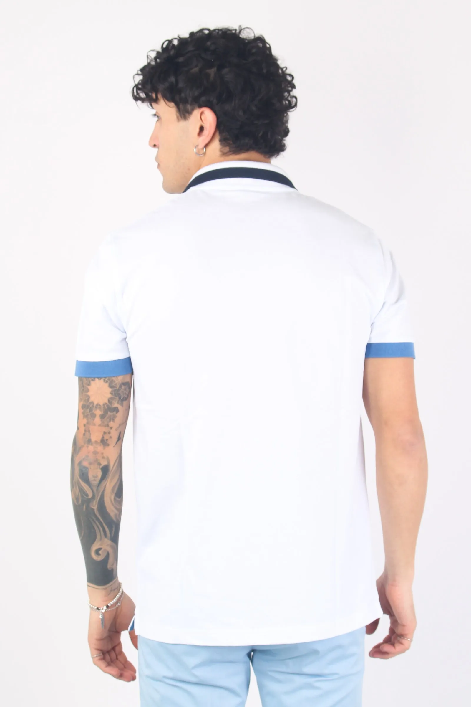 High Neck White Polo Shirt