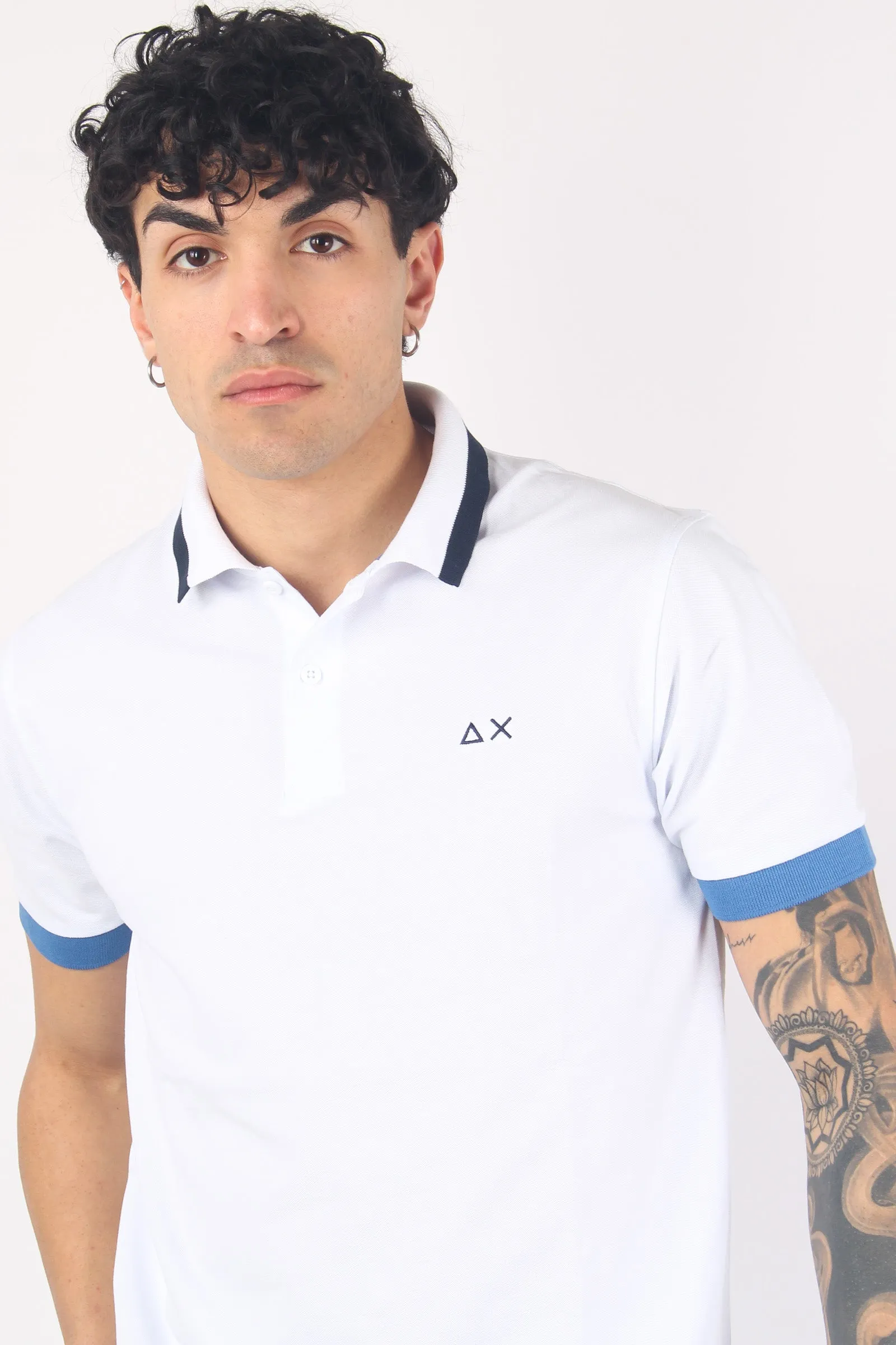 High Neck White Polo Shirt