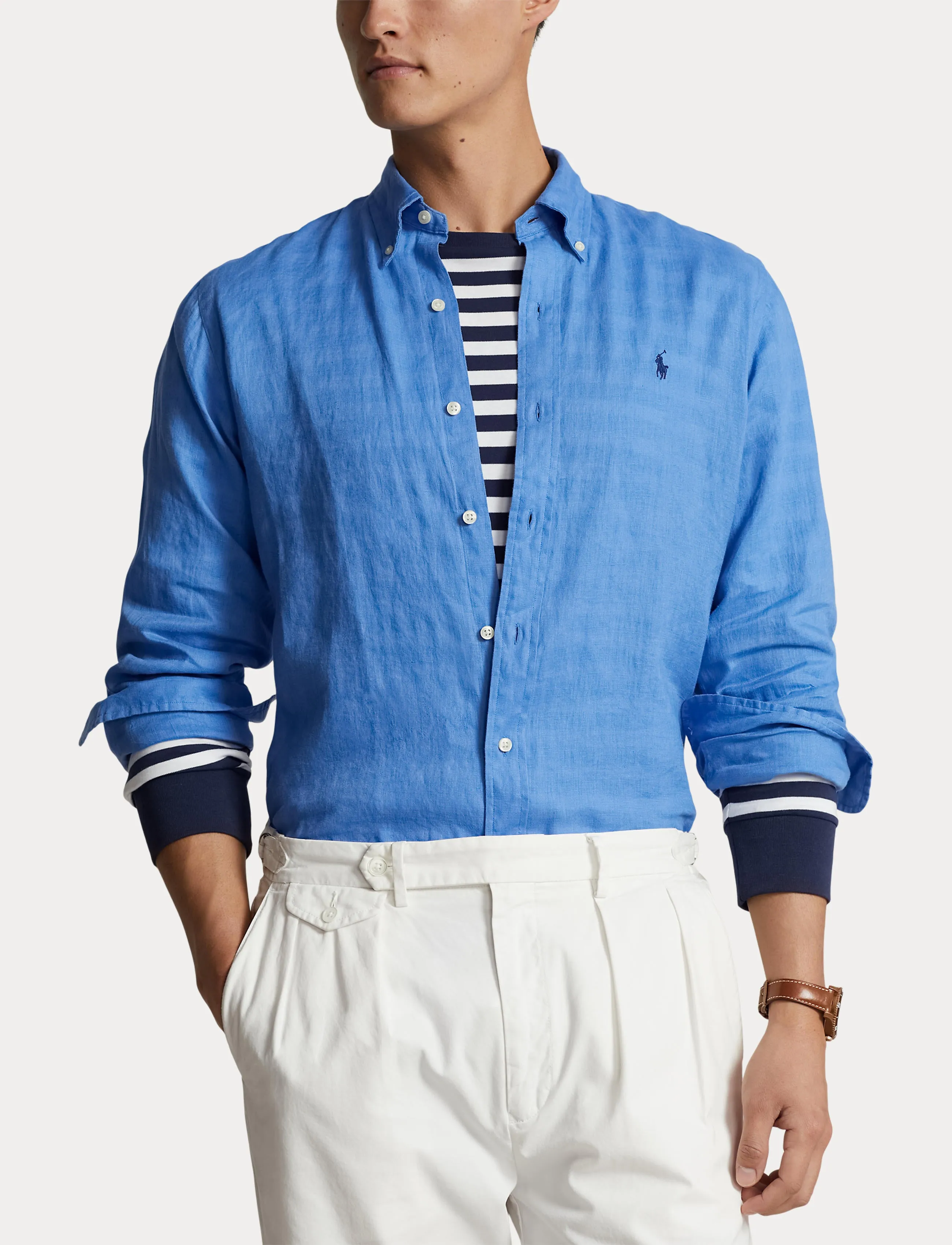 Polo Ralph Lauren Custom Fit Linen Shirt Blue