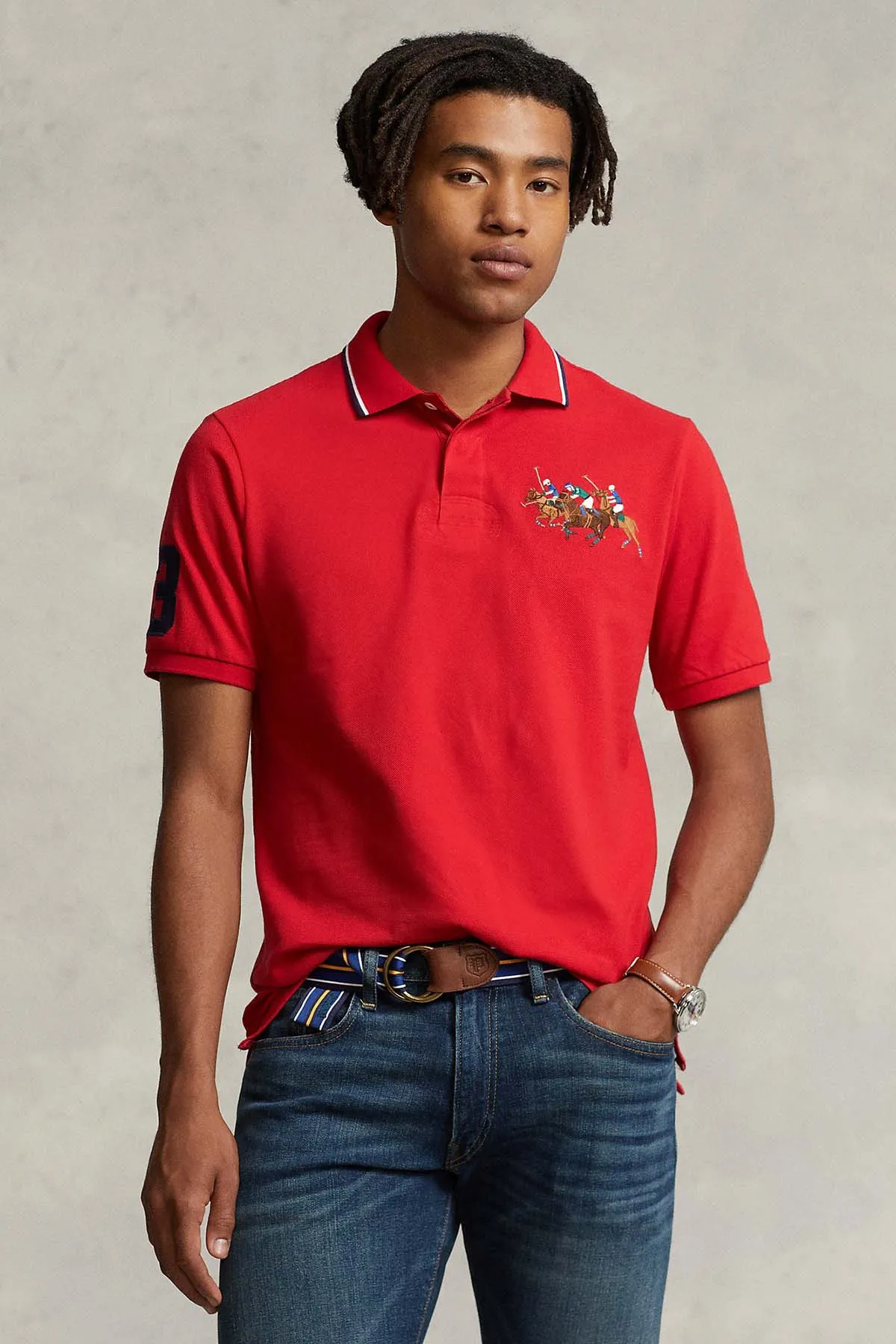 Polo Ralph Lauren Custom Fit Triple Pony Polo Yaka T-shirt