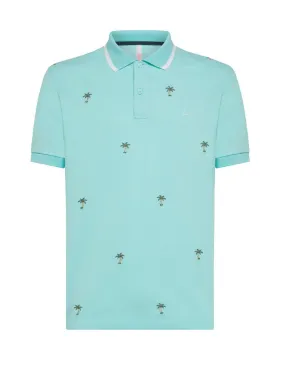 Polo Sun68 uomo Full embroidery A34129 celeste acqua