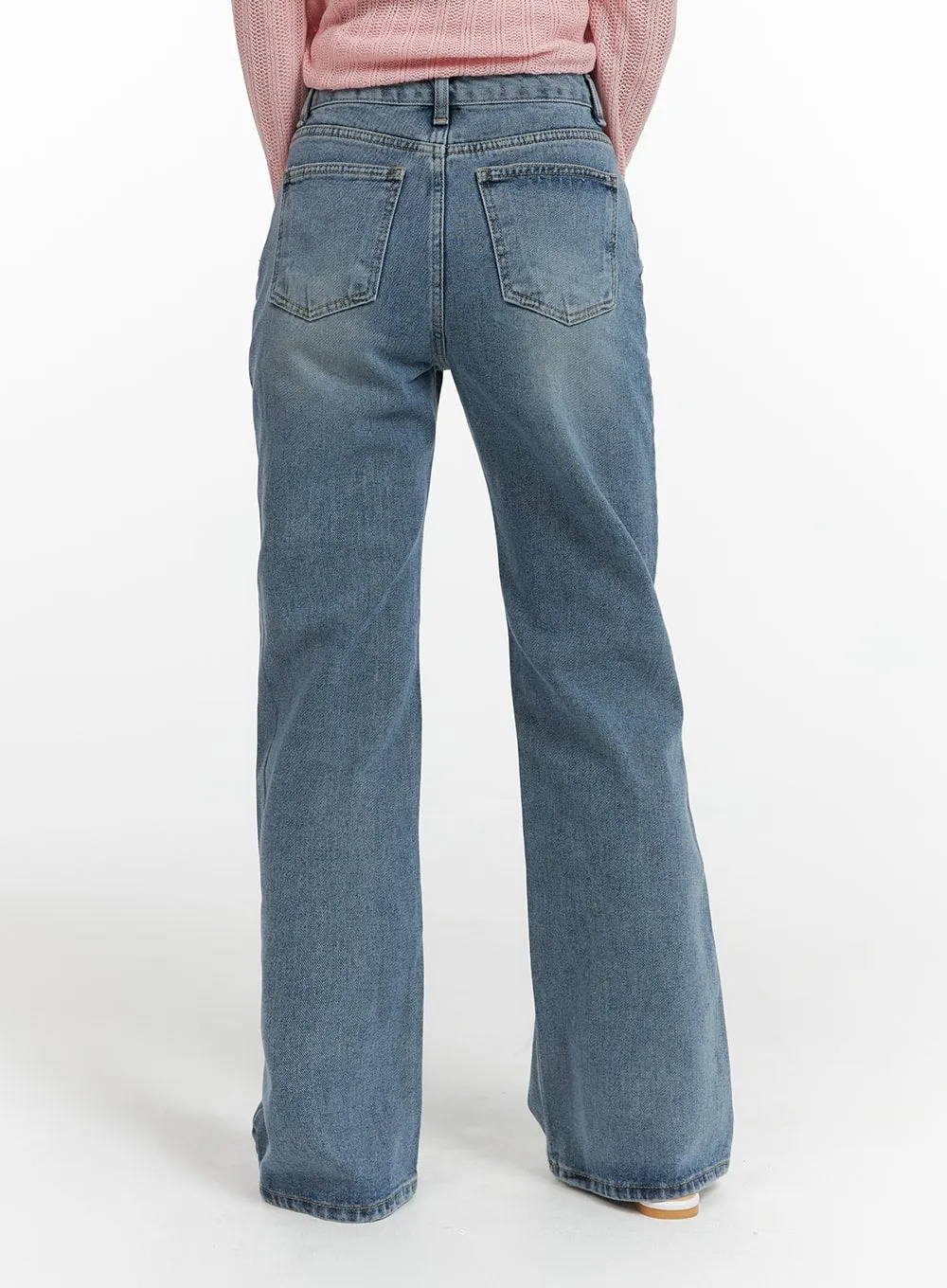 OF422 Washed Straight-Leg Jeans made from Recycled Denim