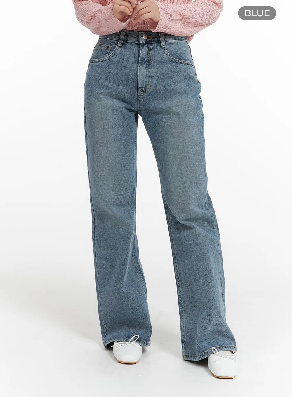 OF422 Washed Straight-Leg Jeans made from Recycled Denim